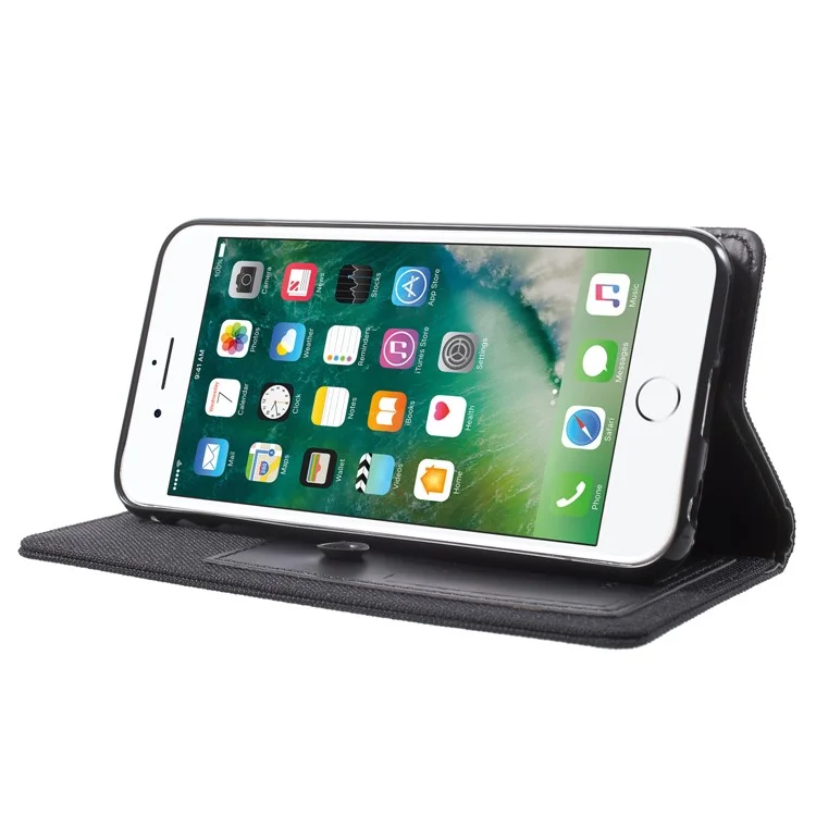 MERCURY GOOSPERY Canvas Flip Card Holder Leather Case for iPhone 6s / 6 4.7 - Black