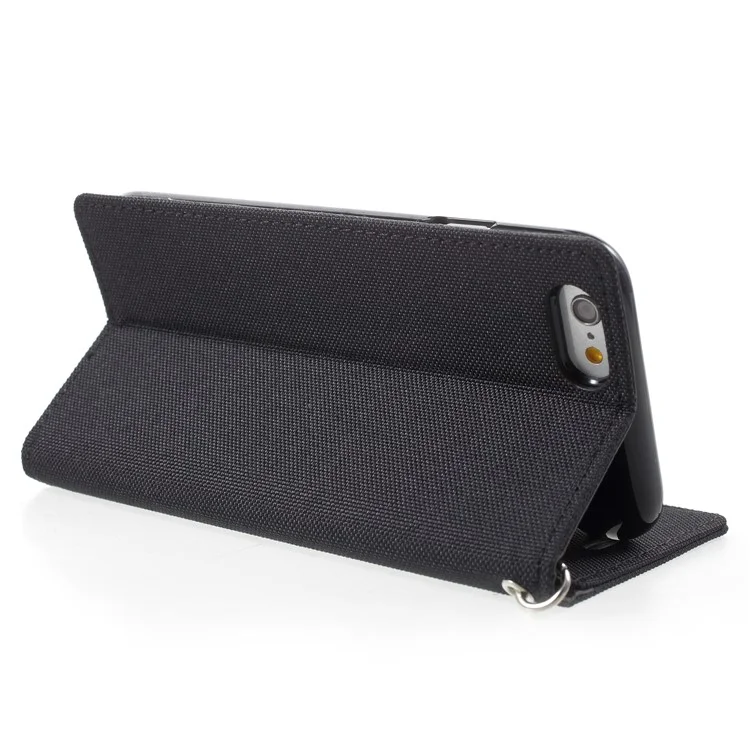 MERCURY GOOSPERY Canvas Flip Card Holder Leather Case for iPhone 6s / 6 4.7 - Black