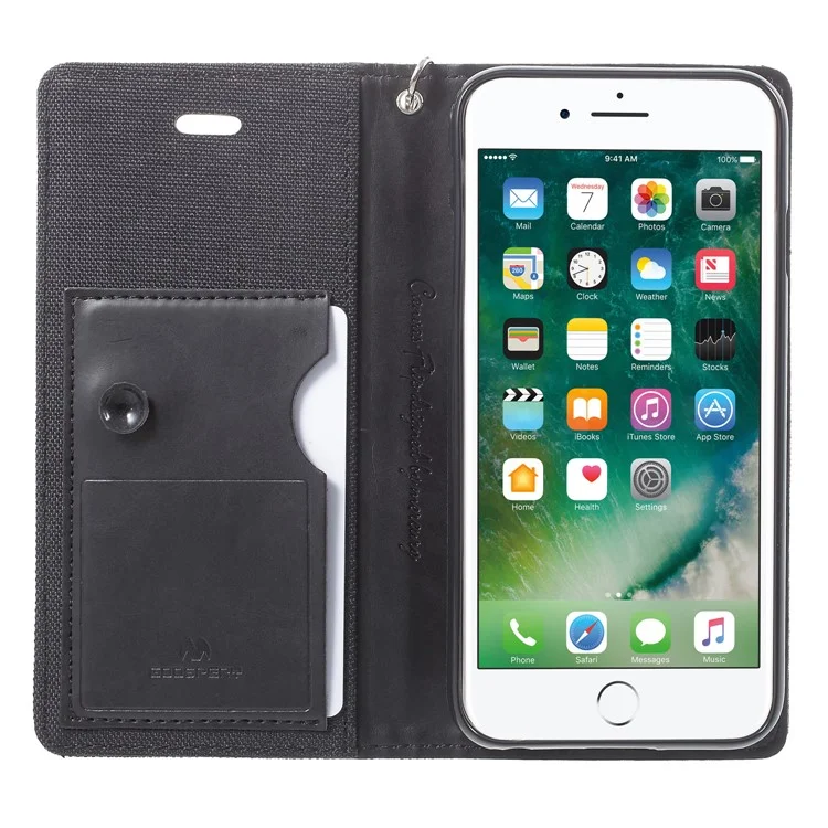 MERCURY GOOSPERY Canvas Flip Card Holder Leather Case for iPhone 6s / 6 4.7 - Black