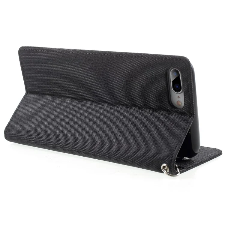 MERCURY GOOSPERY Canvas PU Leather Mobile Phone Case with Stand for iPhone 8 Plus / 7 Plus - Black