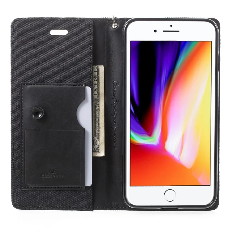 MERCURY GOOSPERY Canvas PU Leather Mobile Phone Case with Stand for iPhone 8 Plus / 7 Plus - Black