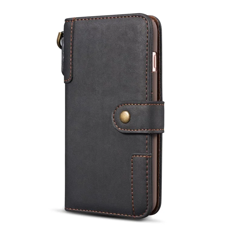 Retro Style Split Leather Wallet Stand Phone Flip Case with Strap for iPhone 6s Plus / 6 Plus 5.5-inch - Black