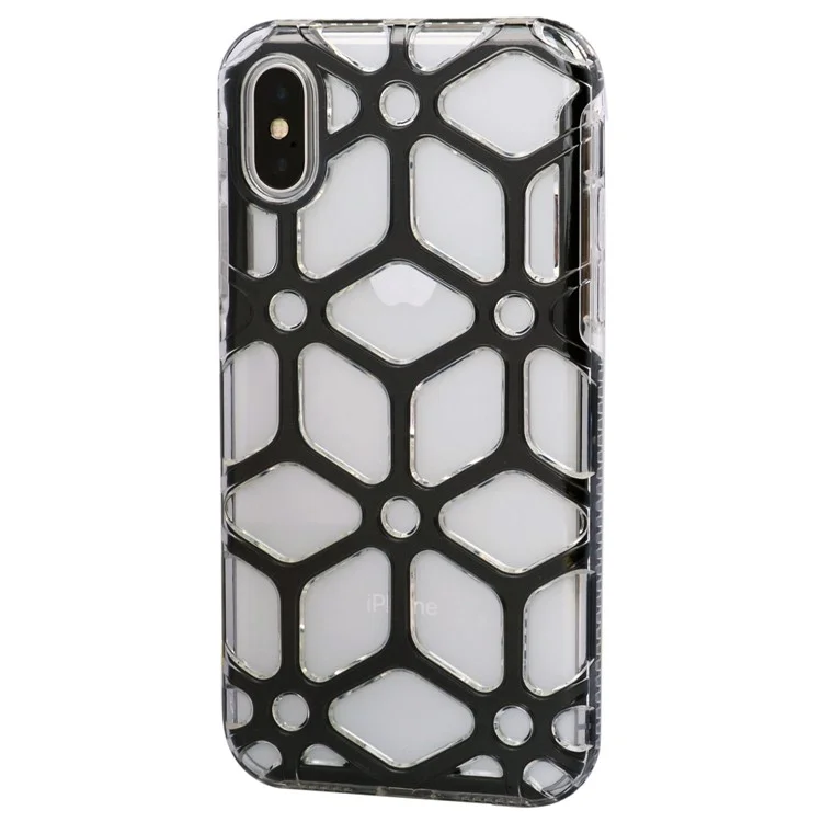 Honeycomb Pattern Clear TPU Back Mobile Casing for iPhone X - Black