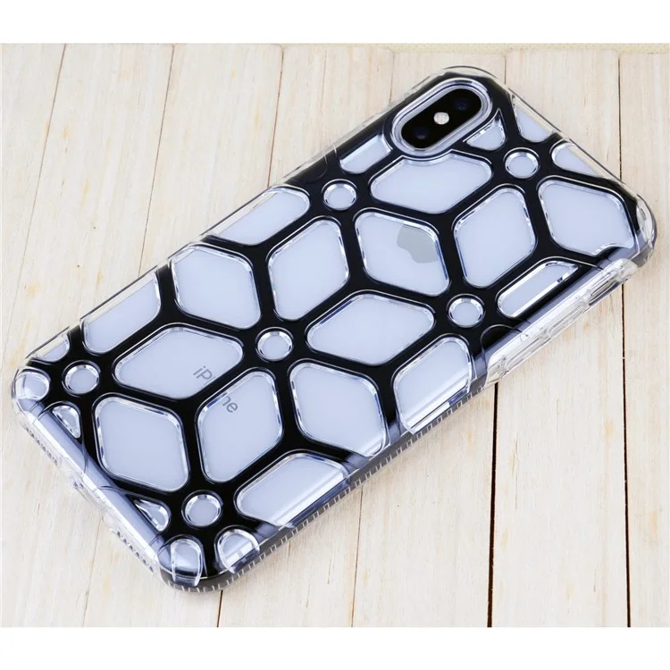 Honeycomb Pattern Clear TPU Back Mobile Casing for iPhone X - Black