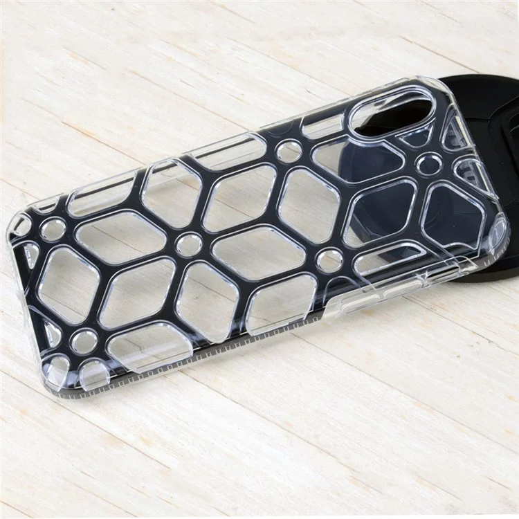 Honeycomb Pattern Clear TPU Back Mobile Casing for iPhone X - Black