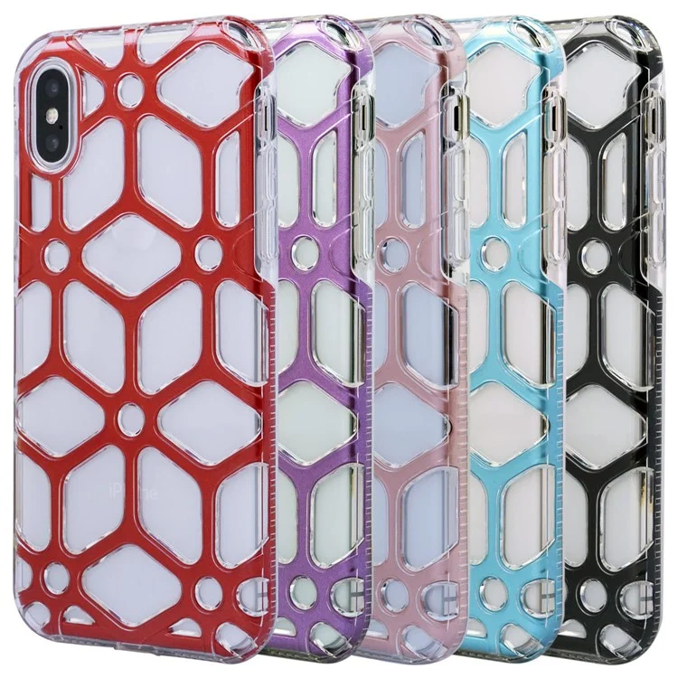 Honeycomb Pattern Clear TPU Back Mobile Casing for iPhone X - Black
