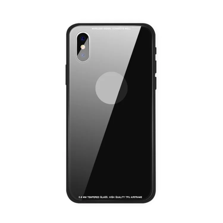 Drop-proof Tempered Glass PC Back + TPU Hybrid Phone Case for iPhone X/10 - Black