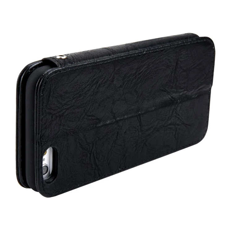 CMAI2 Retro Textured Leather Multi-slot Protective Case for iPhone 6s/6 4.7-inch - Black