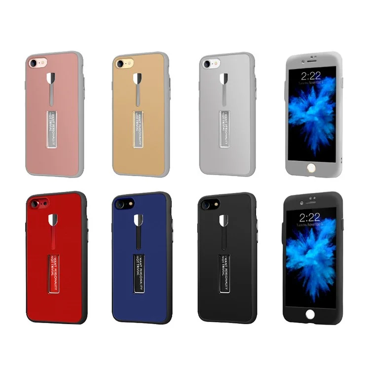 Detachable All-wrapped PC + TPU Combo Case with Kickstand for iPhone 8/7 4.7 inch - Black