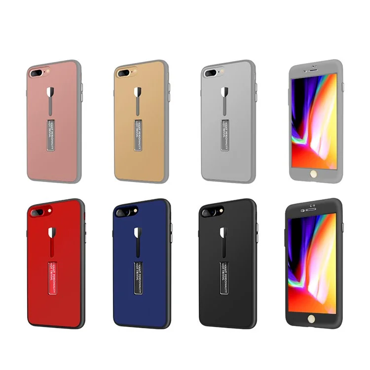 Detachable All-wrapped PC + TPU Combo Case with Kickstand for iPhone 8 Plus/7 Plus 5.5 inch - Black