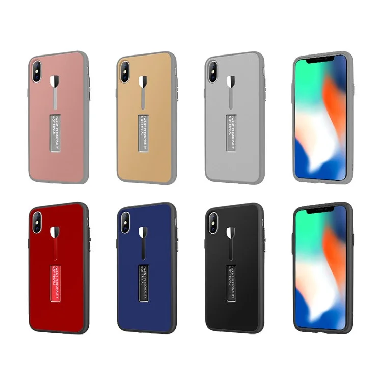 TPU+PC Cover Shell with Invisible Kickstand for iPhone X 5.8 inch - Black
