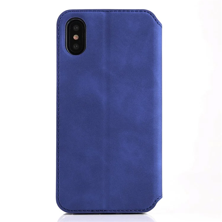 VILI ST Series Stand Leather Card Holder Phone Case for iPhone X / 10 - Dark Blue