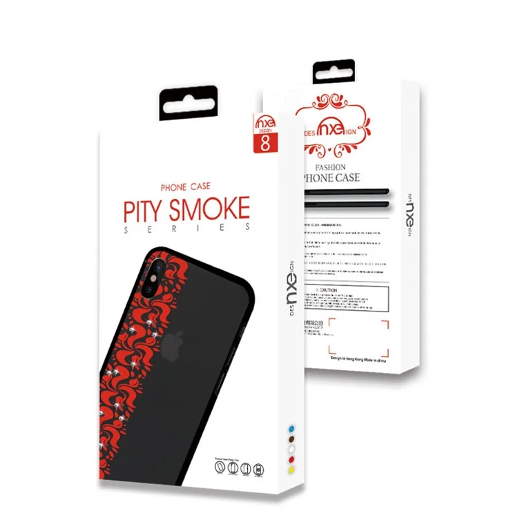 NXE Pity Smoke Series Floral Pattern Rhinestone Decor TPU Case for iPhone 8/7 - Black