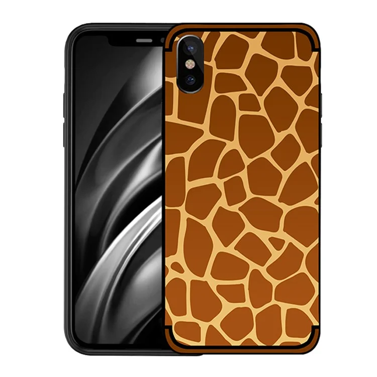 NXE Embossed Patterned Soft TPU Phone Case for iPhone X/10 - Giraffe Texture