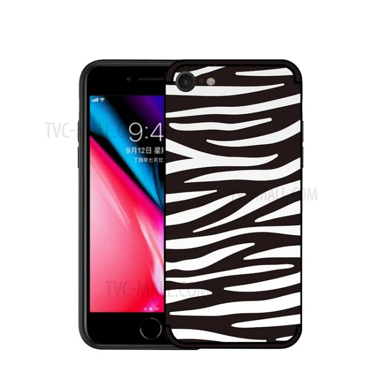 NXE Embossment Pattern TPU Cell Phone Cover for iPhone 8/7 4.7 inch - White Zebra Pattern