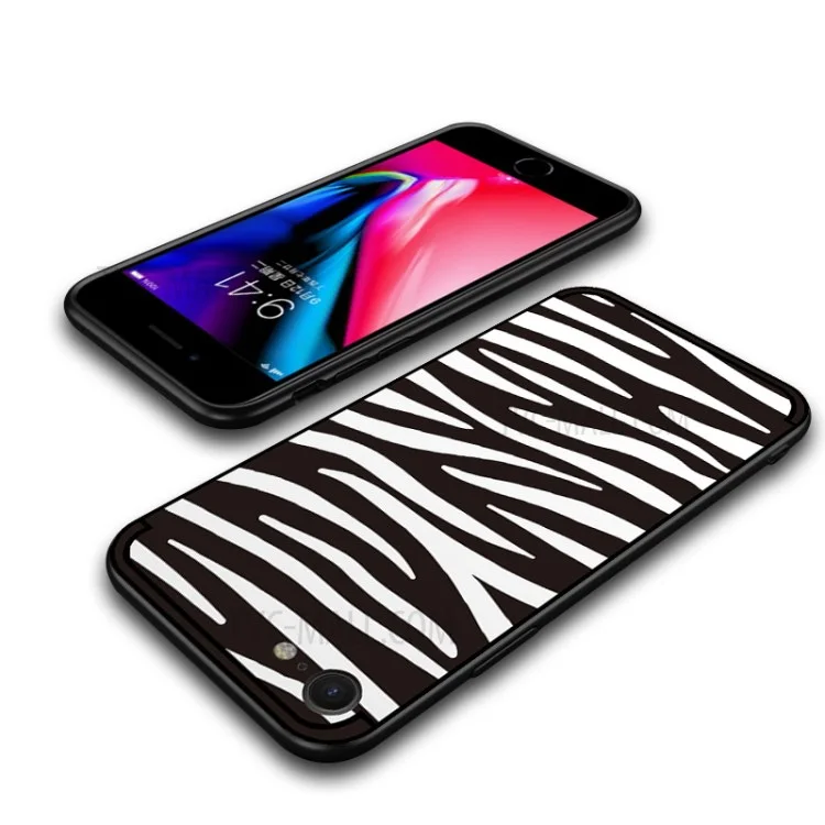 NXE Embossment Pattern TPU Cell Phone Cover for iPhone 8/7 4.7 inch - White Zebra Pattern