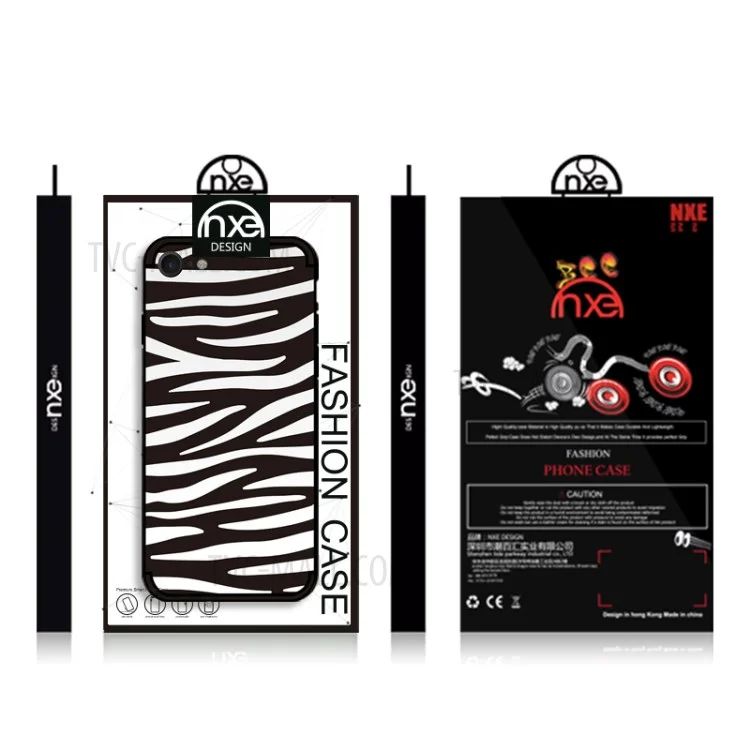 NXE Embossment Pattern TPU Cell Phone Cover for iPhone 8/7 4.7 inch - White Zebra Pattern