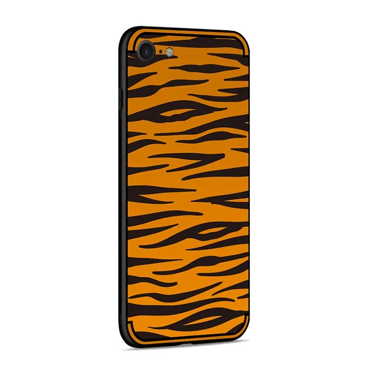 NXE Padrão de Relevo TPU Protecting Casa Móvel Para Iphone 7/8/SE (2022)/SE (2020) 4,7 Polegadas - Padrão de Zebra Marrom