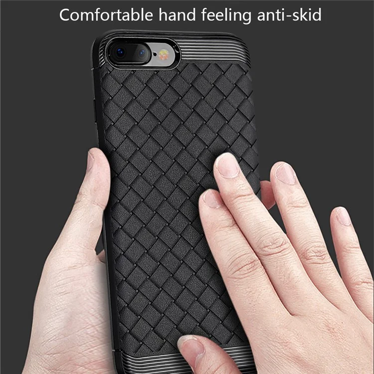 Woven Pattern TPU Mobile Phone Case for iPhone 8 Plus 5.5 inch - Black