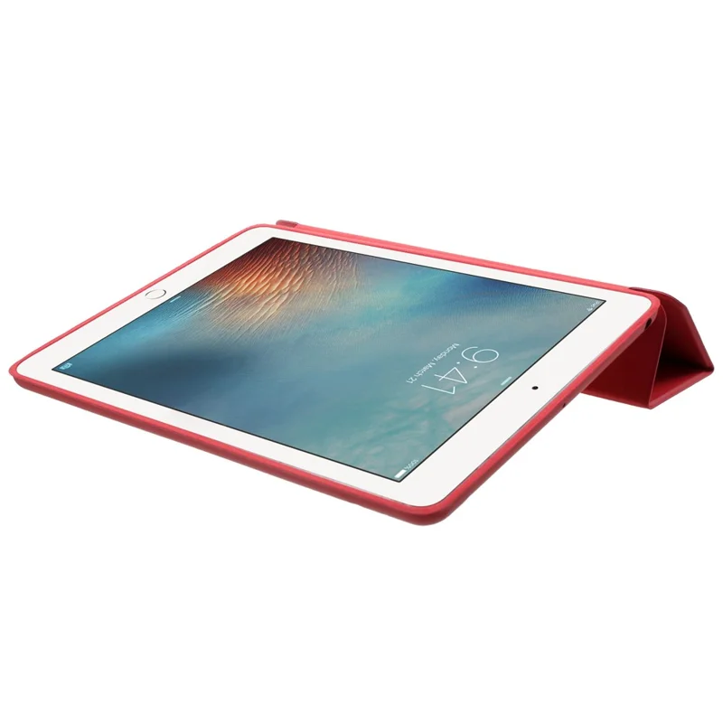 Drievoudig opvouwbare standaard smart lederen tabletcover voor iPad 9,7 (2018) / 9,7 inch (2017) - Rood