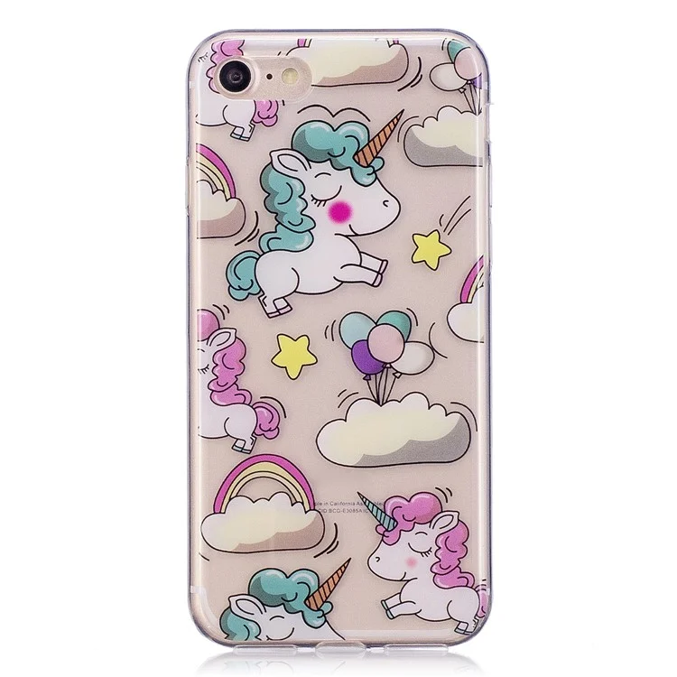 Pattern Printing IMD TPU Case for iPhone 8 / 7 4.7 inch - Cloud and Unicorn
