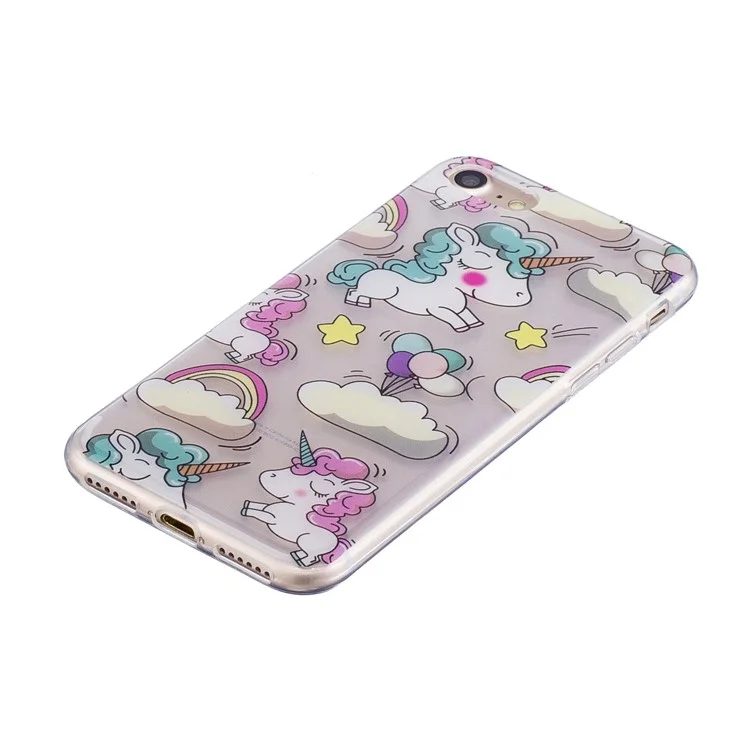 Pattern Printing IMD TPU Case for iPhone 8 / 7 4.7 inch - Cloud and Unicorn