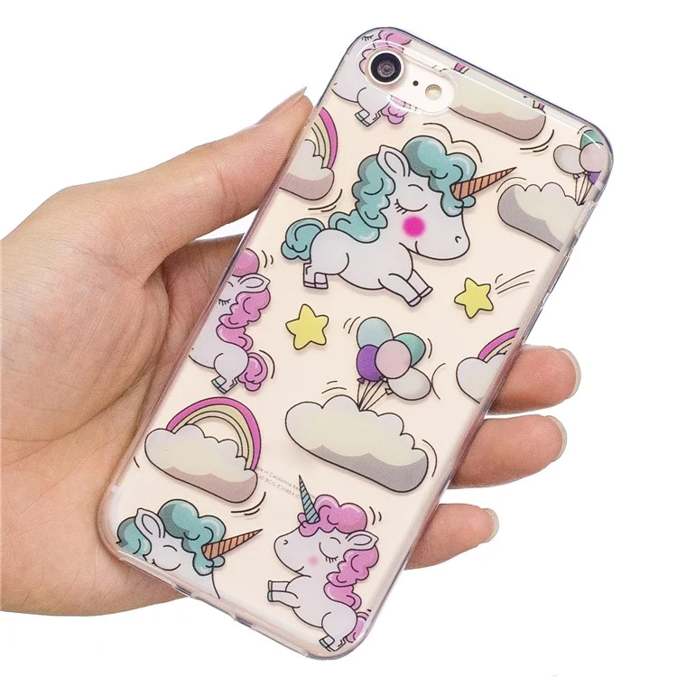 Pattern Printing IMD TPU Case for iPhone 8 / 7 4.7 inch - Cloud and Unicorn