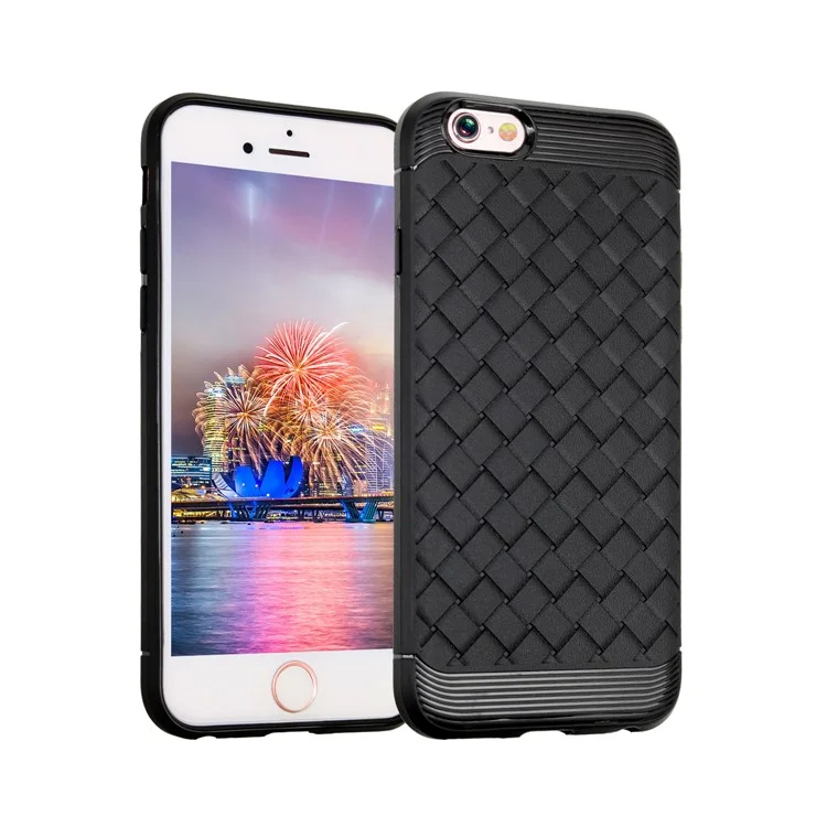 Woven Pattern Flexible TPU Back Phone Case for iPhone 6s/6 - Black
