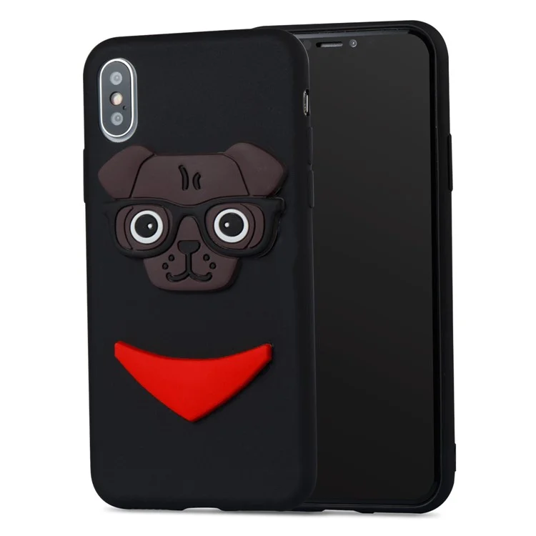 Lovely 3D Dog Pattern TPU Cover Case for iPhone X/10 - Black
