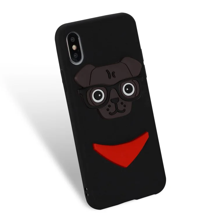 Lovely 3D Dog Pattern TPU Cover Case for iPhone X/10 - Black