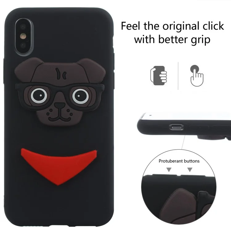 Lovely 3D Dog Pattern TPU Cover Case for iPhone X/10 - Black