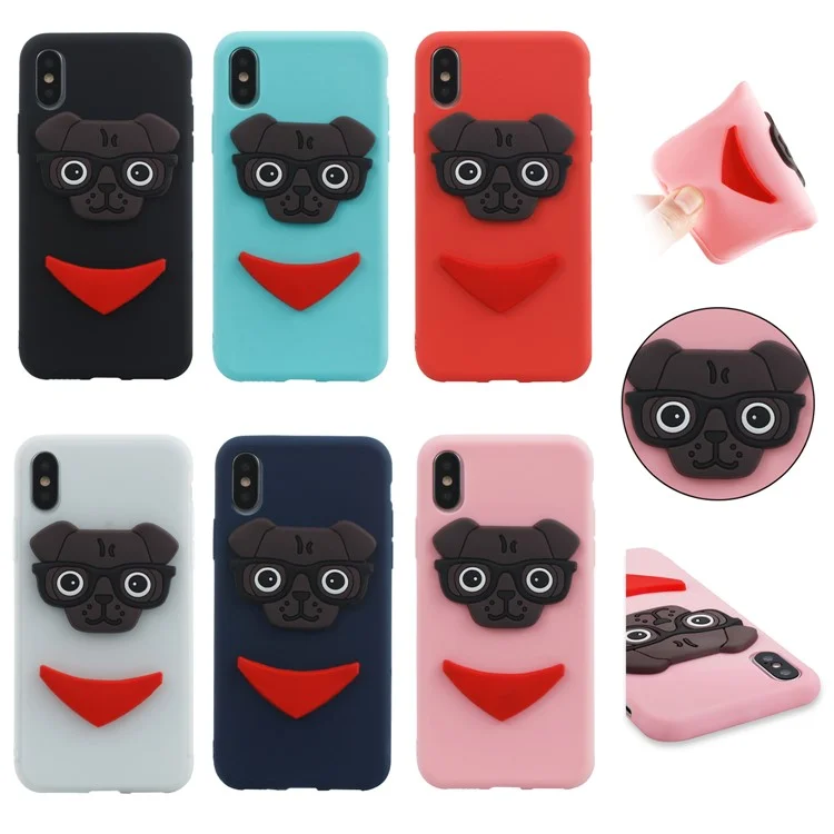 Lovely 3D Dog Pattern TPU Cover Case for iPhone X/10 - Black