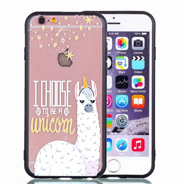 Embossment Pattern Rubberized TPU + PC Hybrid Case for iPhone 6s 6 - I Choose to Be a Unicorn