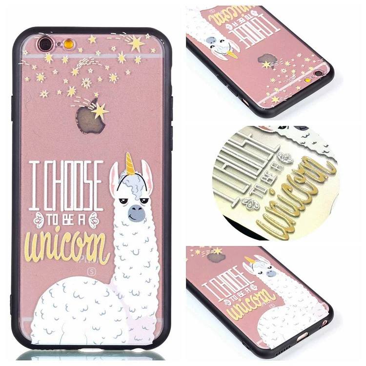 Embossment Pattern Rubberized TPU + PC Hybrid Case for iPhone 6s 6 - I Choose to Be a Unicorn