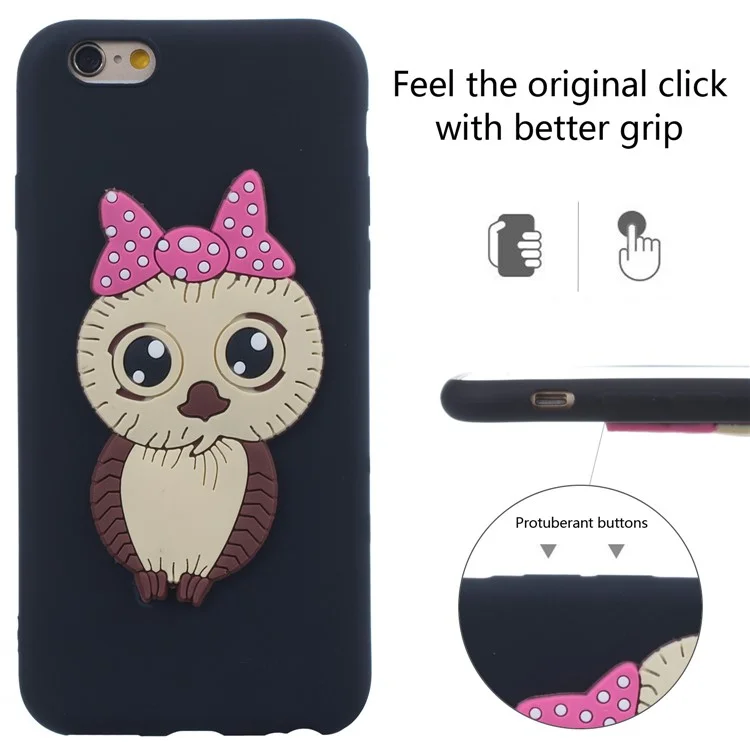 Lovely 3D Owl with Bowknot Pattern TPU Case for iPhone 6s 6 - Black