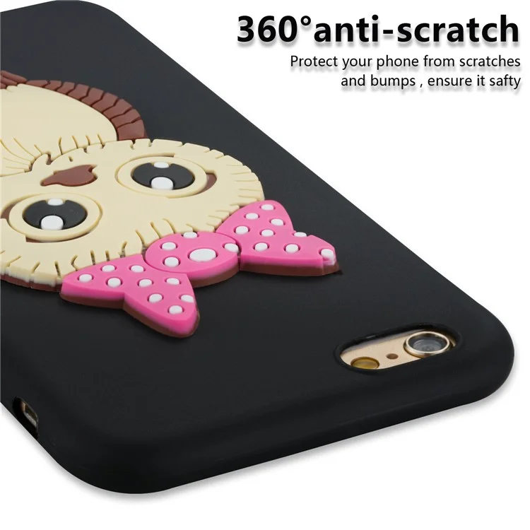 Lovely 3D Owl with Bowknot Pattern TPU Case for iPhone 6s 6 - Black