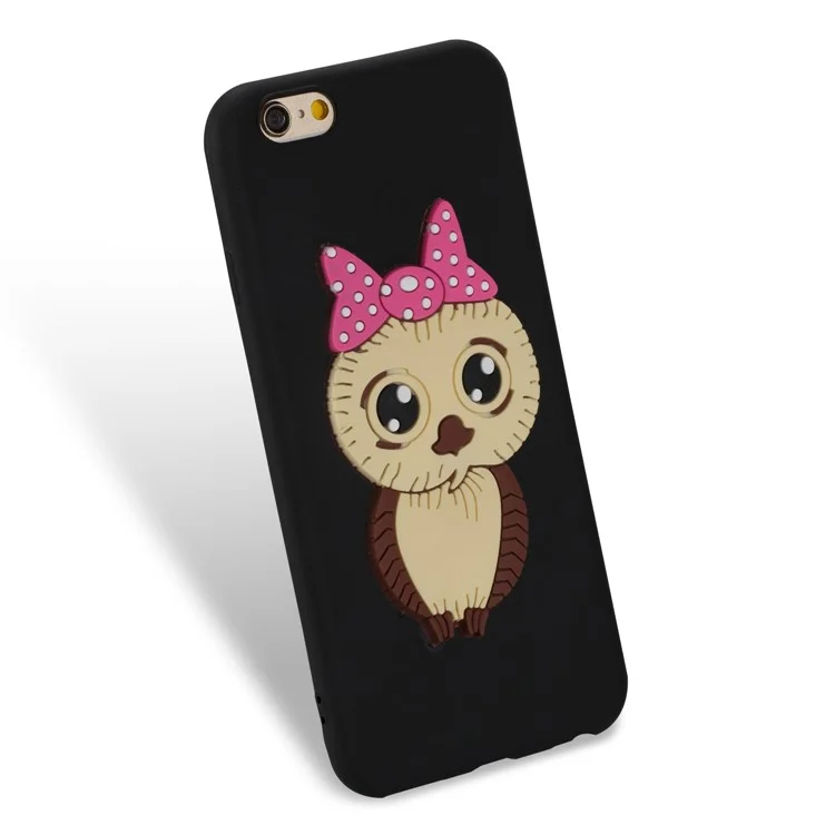 Lovely 3D Owl with Bowknot Pattern TPU Case for iPhone 6s 6 - Black