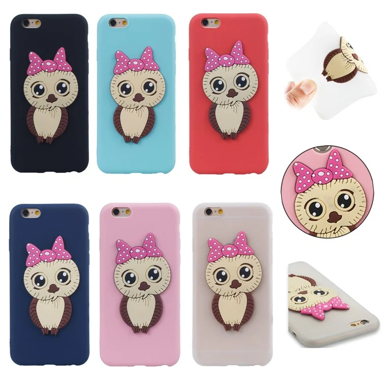 Lovely 3D Owl with Bowknot Pattern TPU Case for iPhone 6s 6 - Black