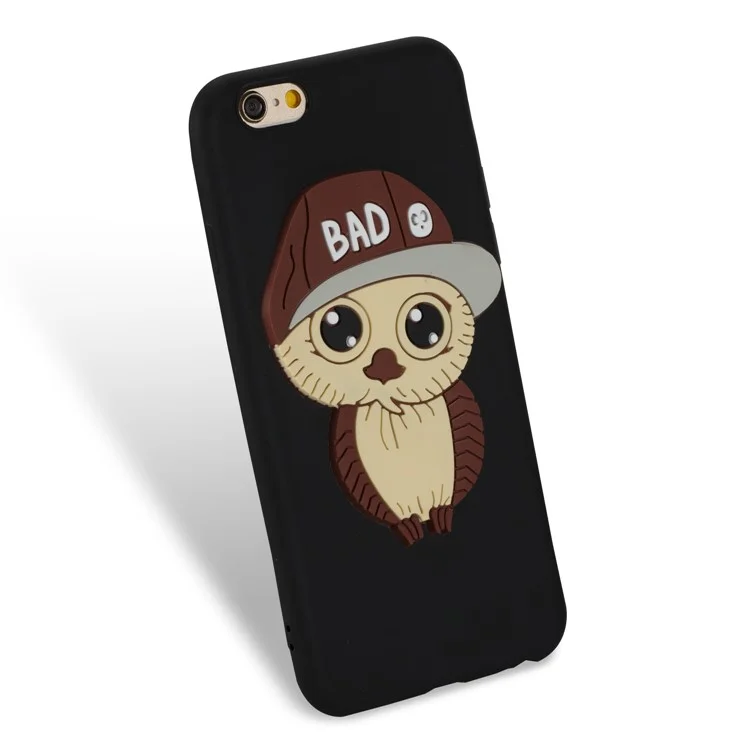 Cute 3D Owl with Cap Pattern TPU Case for iPhone 6s 6 - Black