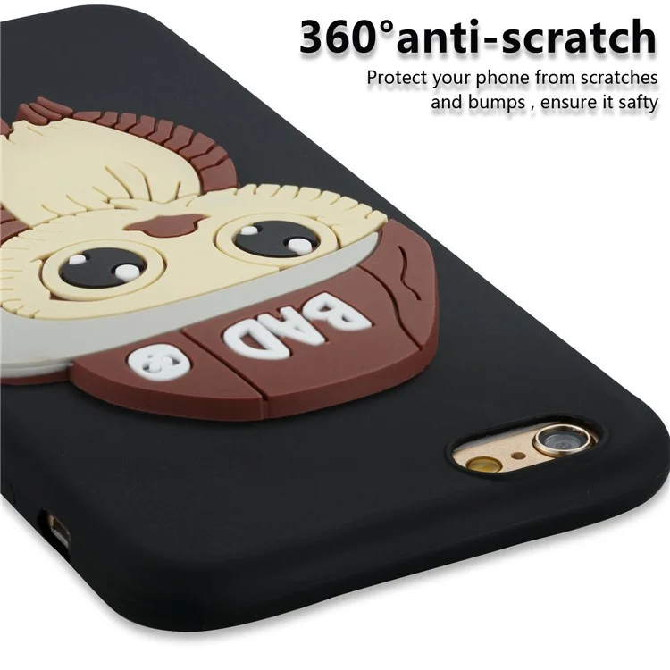 Cute 3D Owl with Cap Pattern TPU Case for iPhone 6s 6 - Black