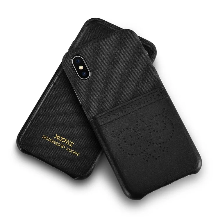 XOOMZ Cloth + PU Leather Card Slot Shell for iPhone X - Black