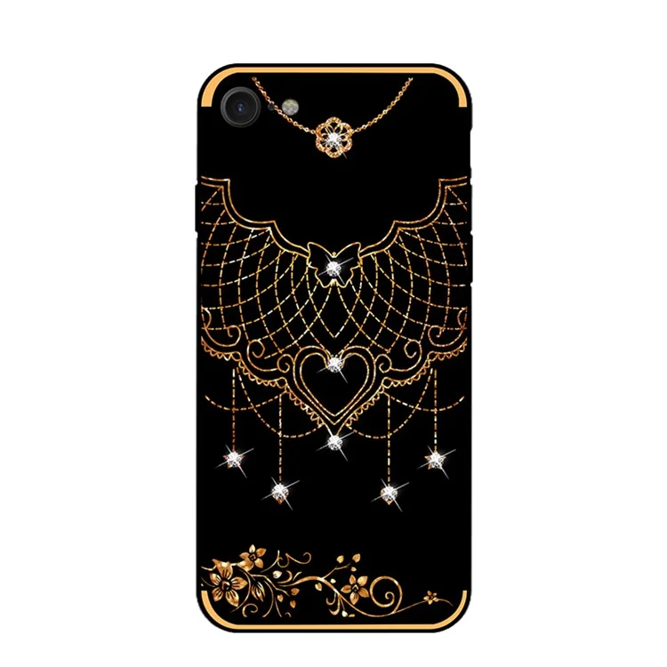 NXE Pattern Printing Rhinestone Decorated Soft TPU Case for iPhone 8/7 - Lace Net