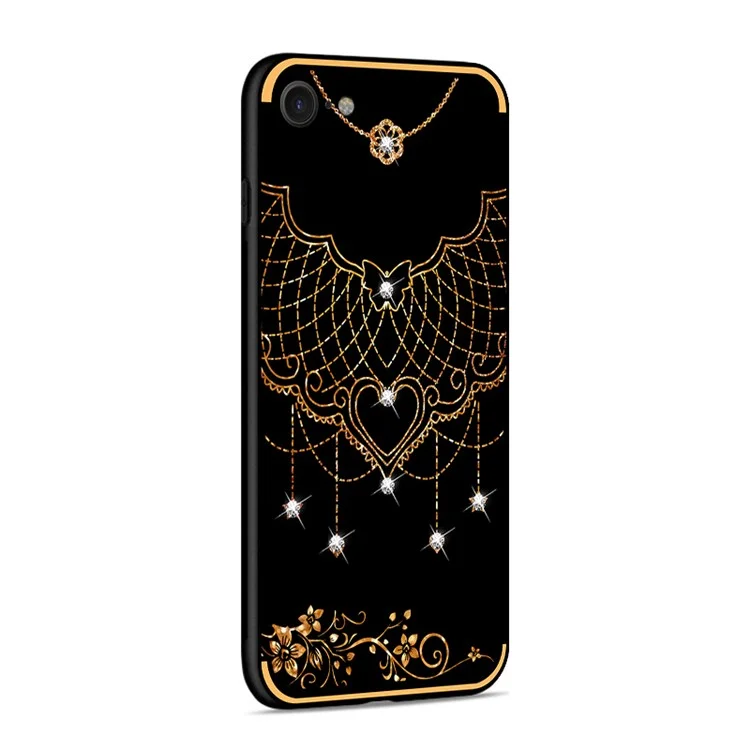 NXE Pattern Printing Rhinestone Decorated Soft TPU Case for iPhone 8/7 - Lace Net