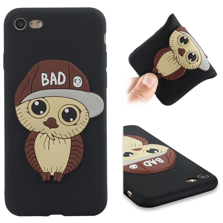 Cute 3D Male Owl Patterned TPU Phone Case for iPhone 8/7 - Black