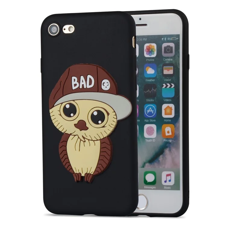 Cute 3D Male Owl Patterned TPU Phone Case for iPhone 8/7 - Black
