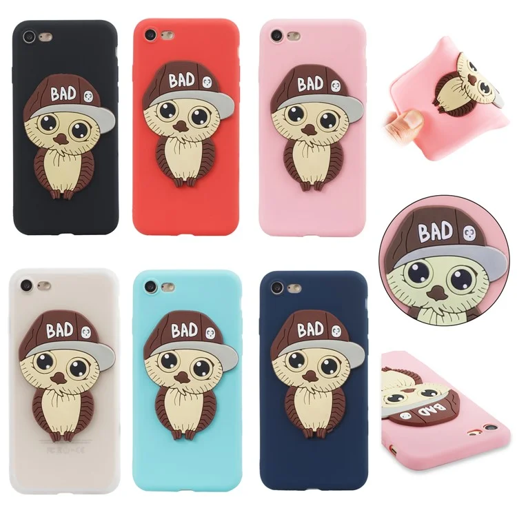 Cute 3D Male Owl Patterned TPU Phone Case for iPhone 8/7 - Black
