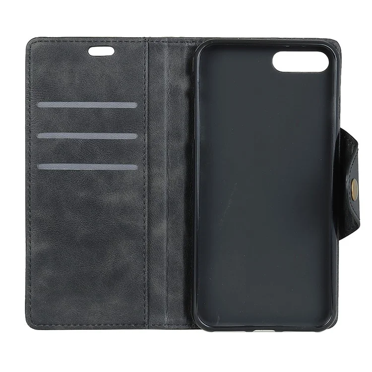 PU Leather Wallet Stand Mobile Phone Case for iPhone 8 Plus/7 Plus 5.5 inch - Black