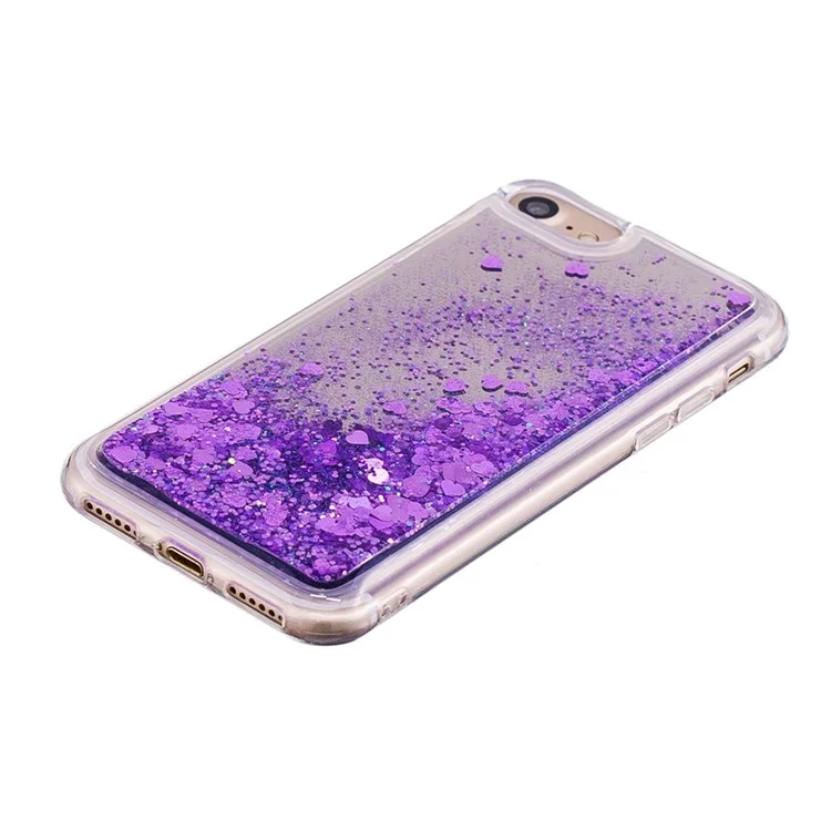 For iPhone 8/7/6s/6 Floating Glitter Sequins Quicksand Mirror Surface TPU Protective Case - Purple