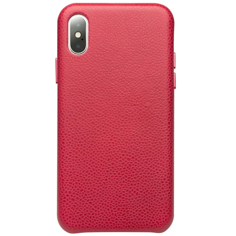 QIALINO Classic Litchi Texture Skin Couleur Véritable Cuir En Plastique En Plastique En Plastique En Plastique En Plastique Accessoire Pour IPhone X / XS 5,8 Pouces - Rouge