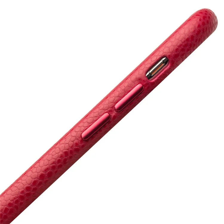 QIALINO Classic Litchi Texture Skin Couleur Véritable Cuir En Plastique En Plastique En Plastique En Plastique En Plastique Accessoire Pour IPhone X / XS 5,8 Pouces - Rouge